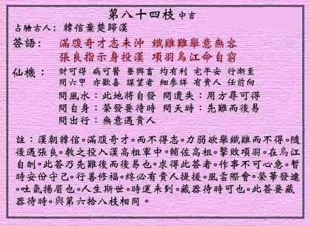 黄大仙灵签 第84签